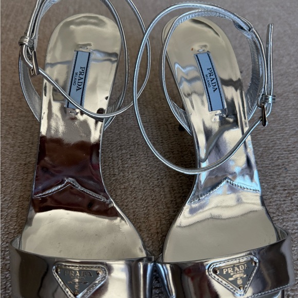 Prada Metallic Silver Heels - Picture 1 of 8